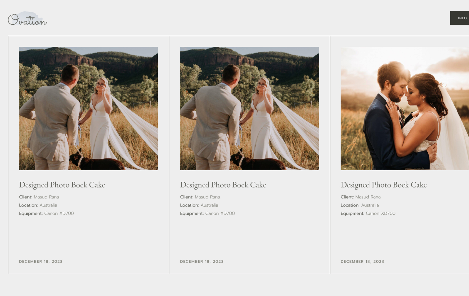 Ovation - Wedding & Event Photography HTML Template